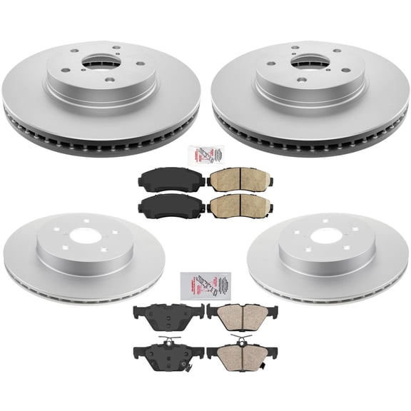 Front & Rear Coated Brake Rotors & Brake Pads For Subaru Legacy 2.5L 2016-2019