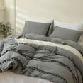 thumbnail image 6 of MOOWOO 3 Pieces King Size Duvet Cover Set Bedding Ball Fringe Pattern Design Soft Gray Bedding Sets 1 Duvet Cover 2 Ball Fringe Pillow Shams, 6 of 7