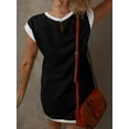 thumbnail image 5 of SHIBEVER Summer Color Block Dresses for Women Crewneck Cap Sleeve T shirts Dress for Womens Clothes with Pockets Mini Dress Sundress Trendy Ribbed Beach Dresses, 5 of 9