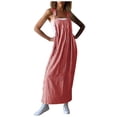 thumbnail image 1 of TrendOFT Combinaisons pour Femmes Décontractées d'Été Mode Amples Tendance à Encolure Carrée Sans Manches à Bretelles Combinaisons pour Femmes une Pièce Salopettes Rouge P, 1 of 5