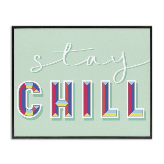 Stupell Industries Mid-Century Stay Chill Green Modern Word Design Black Framed Giclee Art, 14 x 11, by Lil' Rue