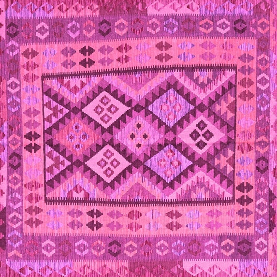 Ahgly Company Indoor Square Abstract Pink Contemporary Area Rugs, 5' Square