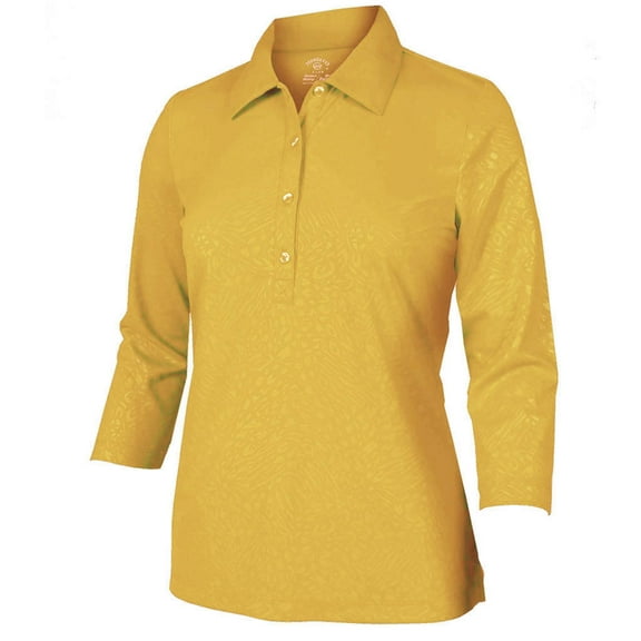 Monterey Club Women's Artsy Animal Emboss Long Sleeve Golf Polo Shirt #2444