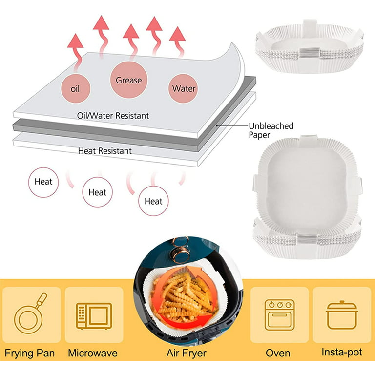 Air Fryer Disposable Paper Liners, 120 Pcs Square Airfryer Parchment  Cooking Non-Stick Liner Accessories, Microwave Oven, Frying Pan, Oil-proof  Air
