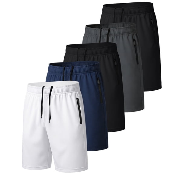RPOVIG 5 Pack Men's Athletic Gym Shorts Running Quick Dry Workout Short Elasticated Waistband with Pockets