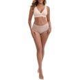 thumbnail image 2 of INSPIRE CHIC Women's Bras Front Closure Wireless Postpartum Breastfeeding Lingerie V-Neck Push Up Ribbed Nursing M Beige, 2 of 5