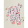 thumbnail image 3 of Suealasg Baby Girls Valentine One Piece Clothes 3 6 12 18 Months Newborn Spring Romper Long Sleeve Baseball Cherry Bow Print Jumpsuits Headband, 3 of 7
