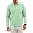 thumbnail image 3 of Hearthz Mens Big and Tall Polo Shirts Mint Green Quick Dry Cotton Long Sleeve Shirt Men Moisture Wicking Athletic Workout Golf Polo Shirts for Men, 3 of 6