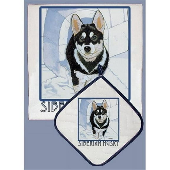 Pipsqueak Productions DP818 Siberian Husky Dish Towel And Pot Holder Set