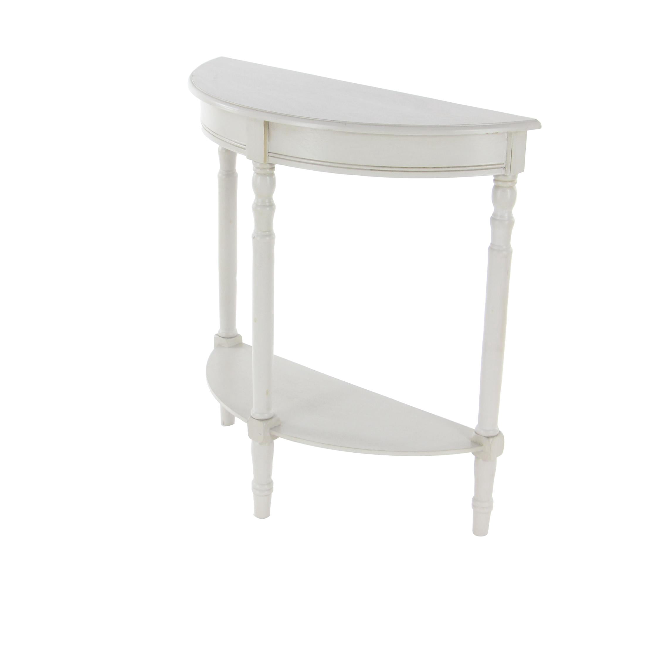 DecMode Cream Traditional Half Moon Shape Wood Console Table, 32"W x 32"H