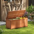 thumbnail image 4 of Costway 58 Gallon Wood Deck Box with Flip Top Teak Oil Finish Pool Supplies Cushions, 4 of 10