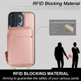 thumbnail image 3 of RFID Blocking Wallet Case for iPhone 14 Pro Max, Adjustable Crossbody Zipper Purse Case Card Holder with Kickstand Detachable Wrist Strap, PU Leather Flip Folio Case 6.7 Inch 5G (Rose Gold), 3 of 17