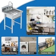 thumbnail image 5 of Stainless Steel Utility Sink Freestanding Single Bowl Laundry Sink with Hot and Cold Water Plumbing for Restaurant, Laundry Room, Garage, Commercial Kitchen, 5 of 7