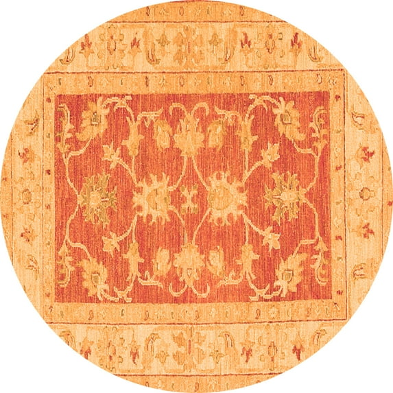 Ahgly Company Indoor Round Oriental Orange Traditional Area Rugs, 8' Round