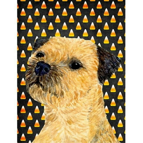 11 x 15 in. Border Terrier Candy Corn Halloween Portrait Garden Size Flag