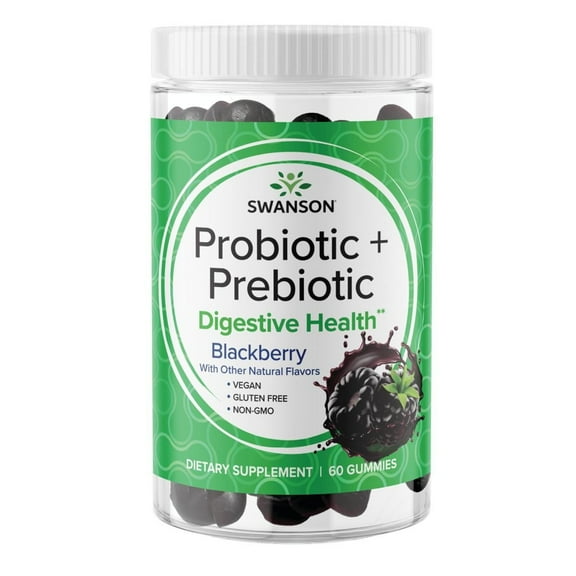 Swanson Probiotic   Prebiotic Gummies - Blackberry 1.5 Billion Cfu 60 Gummies