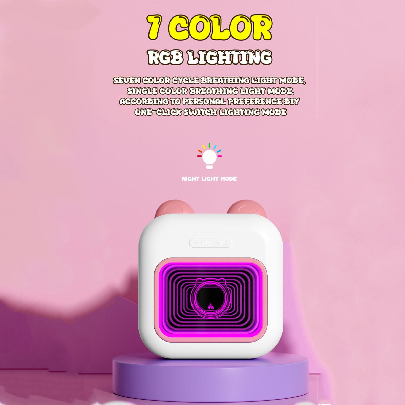 Suodoka Pocket Miniature Printer 7 Color Breathing Light Portable Inkless Thermal Printer Bluetooth