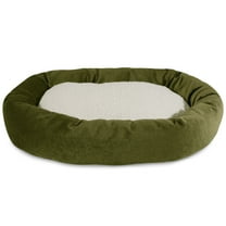 Majestic Pet Sherpa Villa Velvet Bagel Pet Bed for Dogs, Calming Dog Bed Washable, Large, Fern