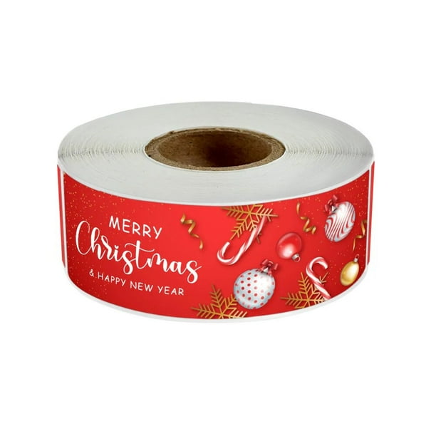 Rollo de pegatinas de Feliz Navidad, etiquetas de Santa Claus para paquete de tarjetas de regalo, envoltura de sobres, fiesta, pequeña empresa, rojo y verde, 120 Uds.