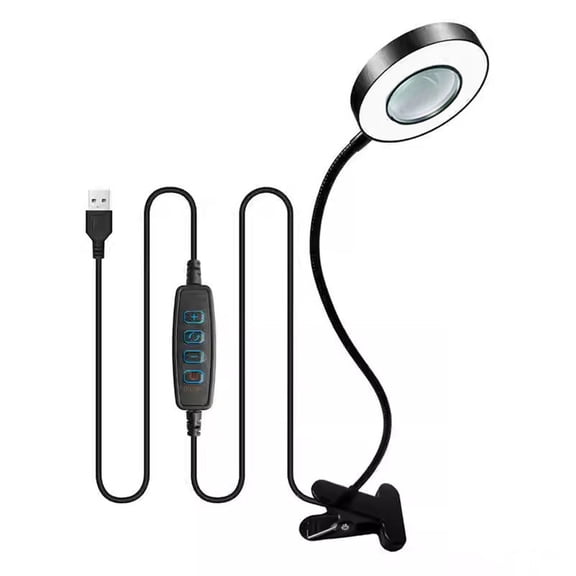 Adjustable Magnifiers Desk Light 3 Lighting Type Flexible Neck Clamps set