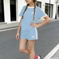 thumbnail image 6 of Amidoa Girls 2 Piece Outfits Summer Clothes Floral Print Short Sleeve Cute T-Shirt and Casual Shorts Kids Clothing Sets Light Blue Size 4T, 6 of 6