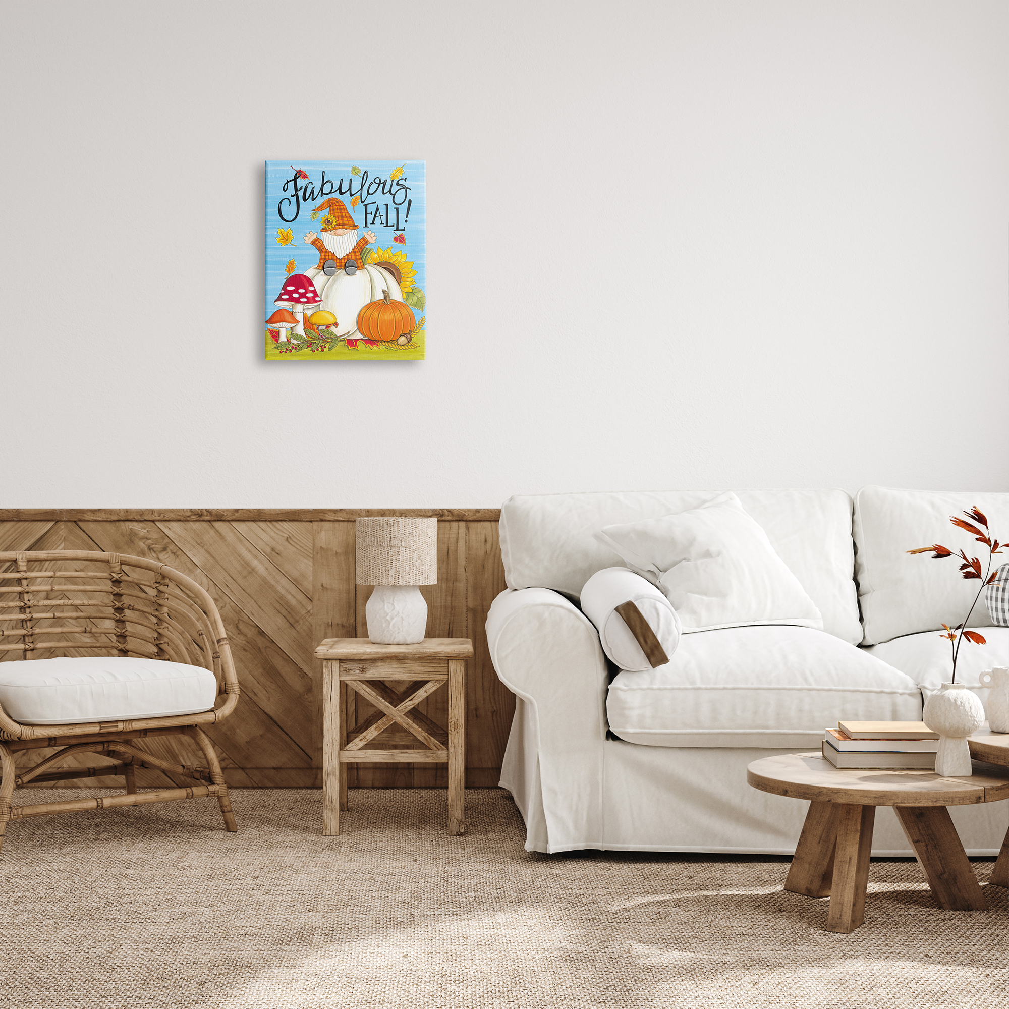 Stupell Industries Fabulous Fall Gnome Holiday Painting Gallery Wrapped Canvas Print Wall Art, 16 x 20