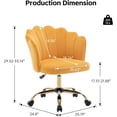 thumbnail image 2 of Swivel Office Chair, Modern Home Office Desk Chair, Velvet Shell Back Vanity Chair with Golden Metal Base, Height Adjustable Upholstered Cute Task Chair, Mustard, 2 of 14