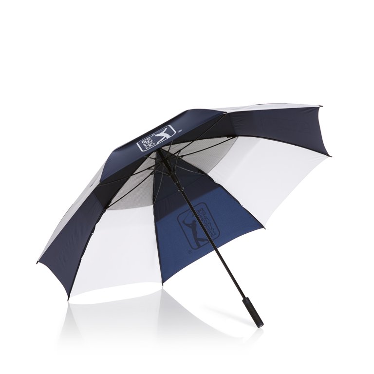 PGA TOUR 68 In. Double Canopy Golf Umbrella, Navy and White
