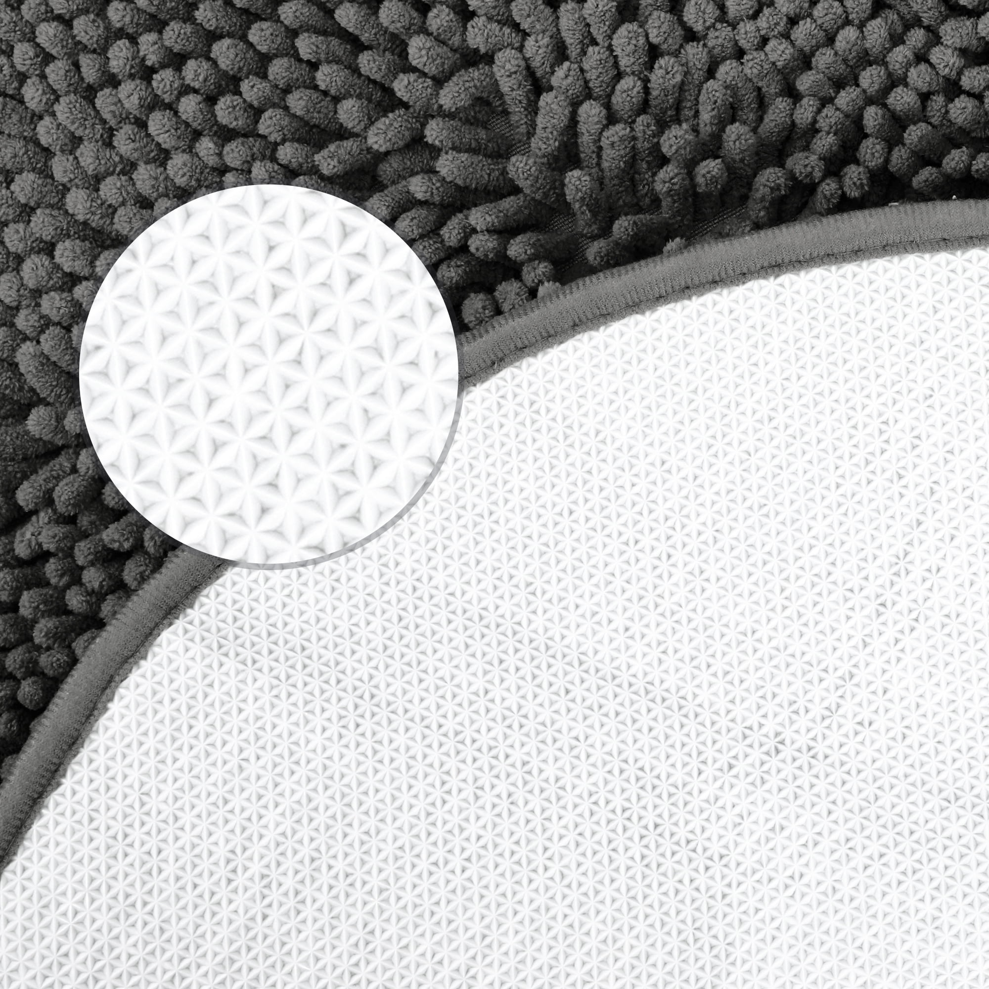 Unique Bargains 2 Pcs Oval Plush Mat Non Slip Washable Rug Grey 20" x 32"