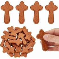 1 box 20pcs Wooden Cross Wall Ornaments Hand Held Cross for Home Decoration Saddle Brown 62x34x12mm