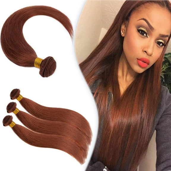 Brazilian Virgin Hair One Bundle #33 Auburn Straight Human Hair Weave 8 inch Silky Sew in Hair Single Weft Extensions 100g/bundle for Black Women