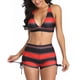 thumbnail image 2 of Traje de baño de dos piezas, traje de baño con estampado de rayas, traje de baño para mujer, top de bikini, pantalones cortos, durabilidad mejorada, 2 of 7