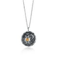 thumbnail image 1 of Xiao Hua Collar Sol y Luna chapado en oro con textura de disco Sol y Luna, colgante de medalla, plata, 1 of 2