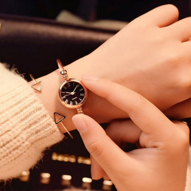 Reloj de pulsera con brazalete dorado de lujo para mujer reloj de pulsera de cuarzo retro de acero inoxidable marca Ulzzang Walmart en linea