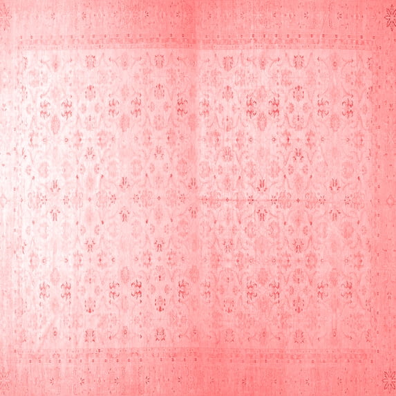 Ahgly Company Machine Washable Indoor Square Oriental Red Traditional Area Rugs, 4' Square