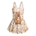 thumbnail image 4 of Uourmeti Cartoon Capybara Daisy Floral Swim Dress for Girls - Sleeveless Skirted One Piece Bathing Suit with Quick Dry Stretch Fabric, 4 of 8