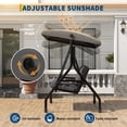 thumbnail image 5 of Ataujin 3 Seat Outdoor Porch Swing, 2-in-1 Patio Swing Chair with Thickened Removable Cushions, Adjustable Canopy ＆ Cup Holders, Outdoor Swing with Weather Resistant Steel Frame, 5 of 8