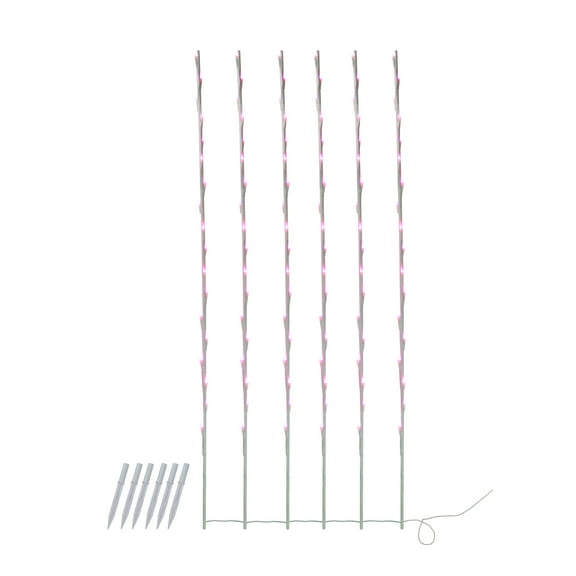 Northlight LED Lighted Branch Outdoor Christmas Lawn Stakes - Pink - 13.5' White Wire - 6ct