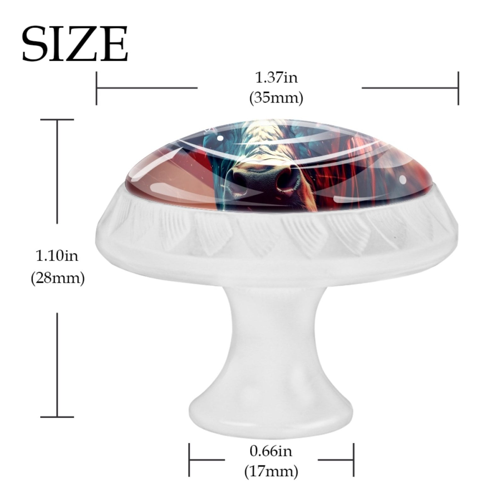 4 Pcs Cow American Flag Knobs for Kitchen Cabinet Cupboard Dresser Bookcase Drawer Pulls Handles Round Home Decor