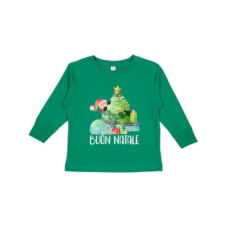 

Inktastic Buon Natale Cute Santa and Christmas Tree Gift Toddler Boy or Toddler Girl Long Sleeve T-Shirt