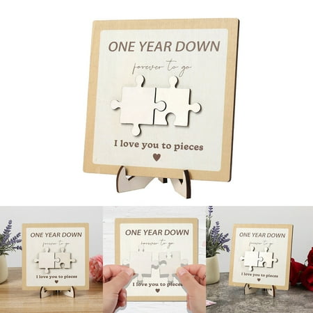 

Unique 1st For Couples Wooden Sign With Engraved Puzzle 1st Anniversary Paper Gift For Him Her Boyfriend Girlfriend Husband Wife.