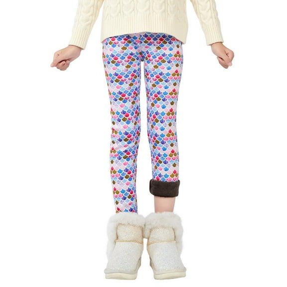 2-13T Toddler Child Girls Winter Thick Warm Cotton Long Pants Solid Fleece Lined Footless Leggings