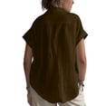 thumbnail image 2 of Cilsoka Linen Tops for Women - Summer Gauze Shirts Button Down Short Sleeve V Neck Blouses Dressy Casual Tunic Clothes, 2 of 5