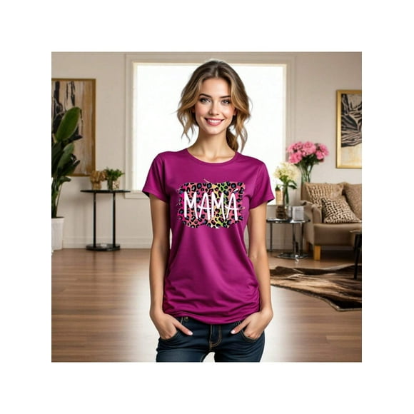 Playera Blusa Mama Mamá Fieramente Increíble – Estilo Animal Print con Actitud Color Rosa Dorado Talla Chica Marca Emil SaEs