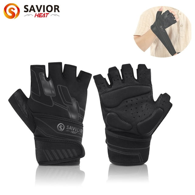 Savior Heat Anti Slip Lifting Gloves with Adjustable Wrist Strap Black ,Size S-2XL
