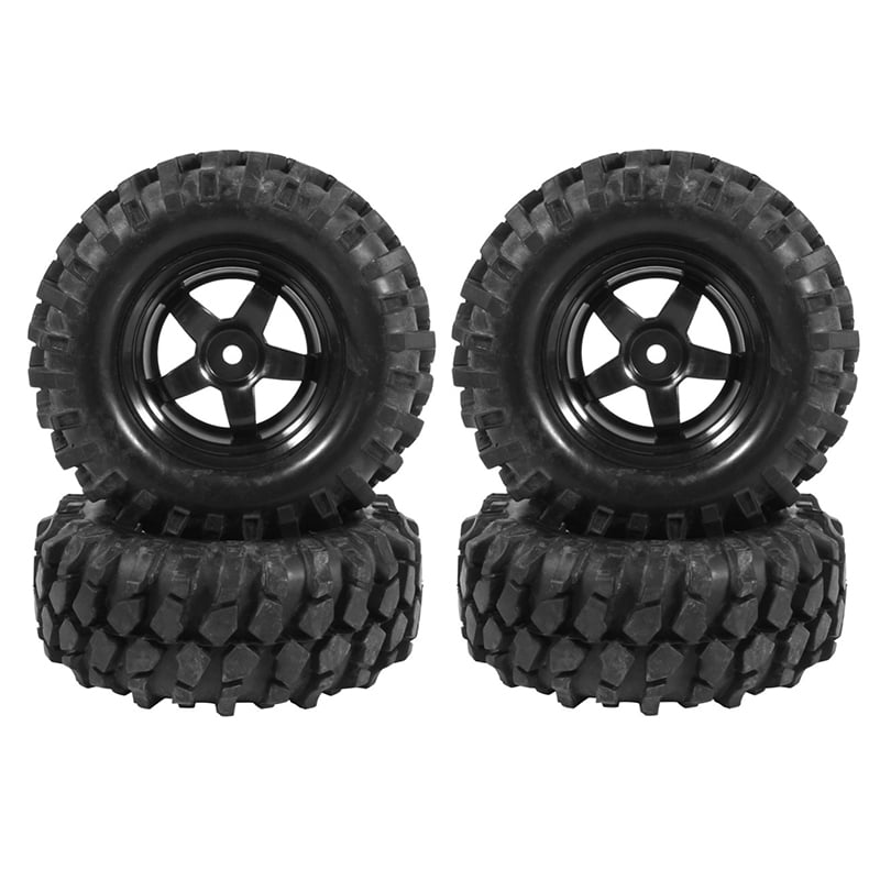 4 x RC1:10 Rock Crawler Simulation Rubber Tyre White Plastic 5 Spoke Wheel Rim