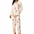 thumbnail image 4 of VISALY Womens Pajama Sets Cute Sleepwear Floral Printed Sets Long Sleeve Shirts Button Down Pajamas Long Pants Matching Pajama Set Loungewear Soft Sleepwear Pink 3Xl, 4 of 4