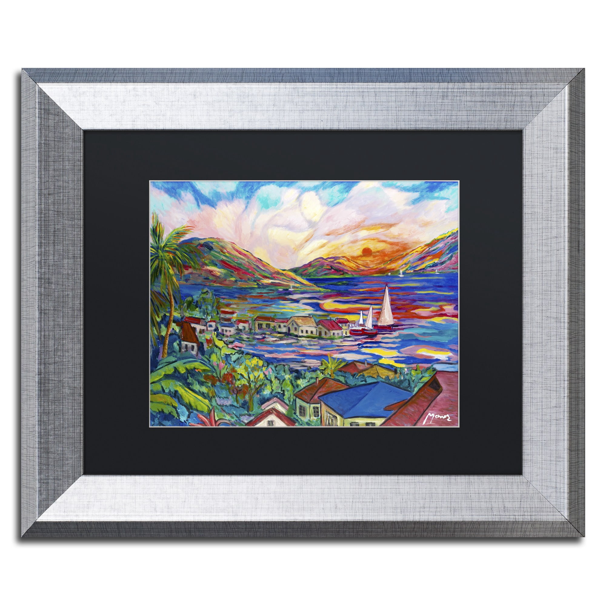 Trademark Fine Art "Sunset" Canvas Art by Manor Shadian Black Matte, Silver Frame