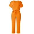 thumbnail image 4 of MELDVDIB Plus Size Women Short Sleeve Playsuit Clubwear Straight Leg Jumpsuit With Belt, Gift on Clearance, 4 of 8