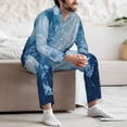 thumbnail image 7 of Naloa Abstract Ocean Waves Men’s Pajamas Set - Long Sleeve Button Down Sleep Shirt and Pajama Bottoms Sleepwear Set-X-Large, 7 of 7